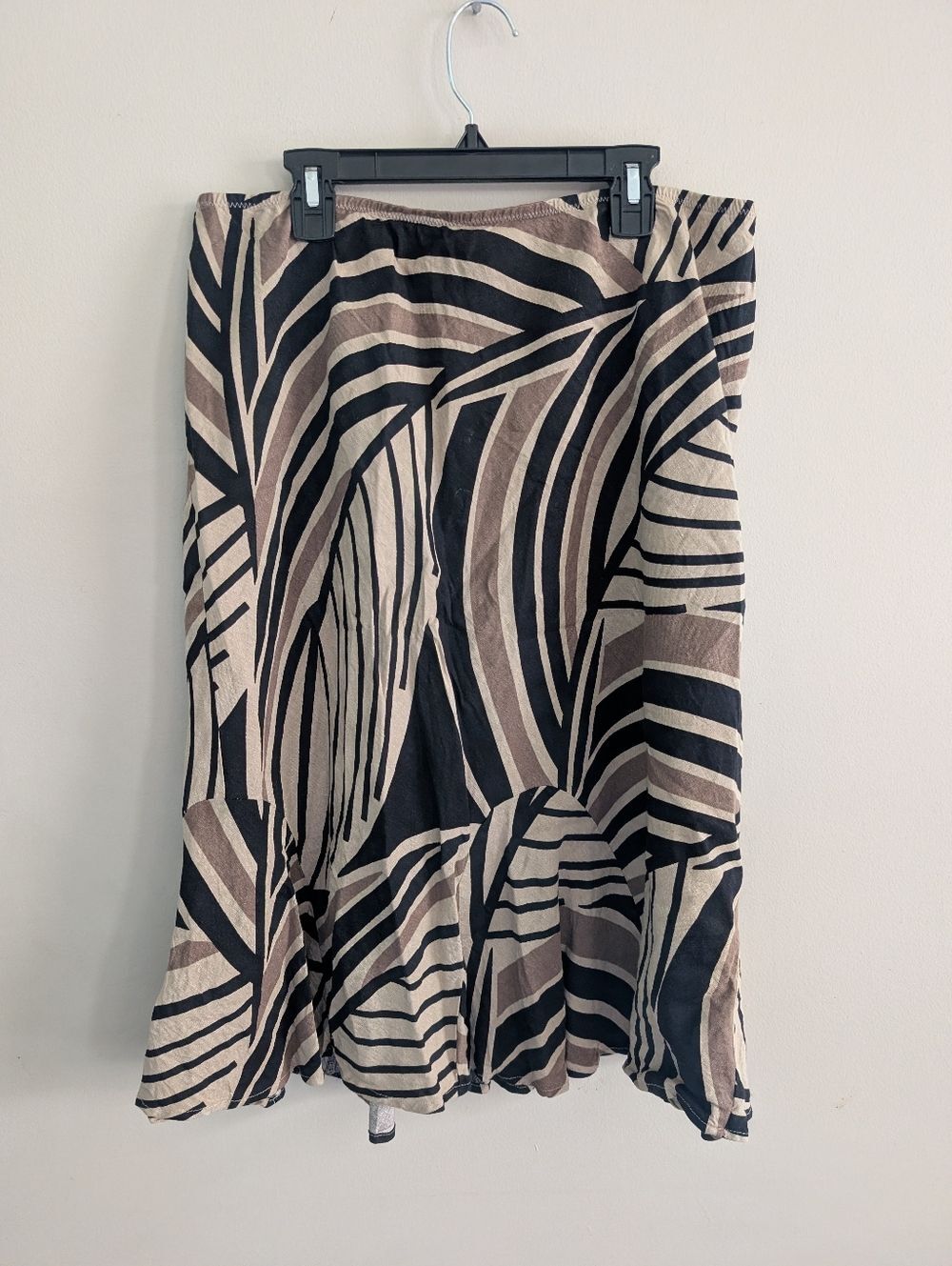 East 5th Linen Brown Leaf Print Skirt Size 18
